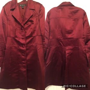 INC Burgundy Wine Red Satin Coat